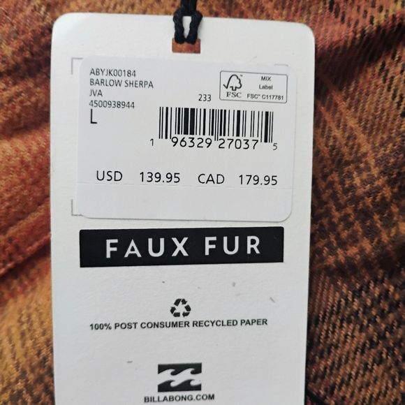 BILLABONG NEW Barlow Sherpa Lined Jacket - Picture 13 of 14